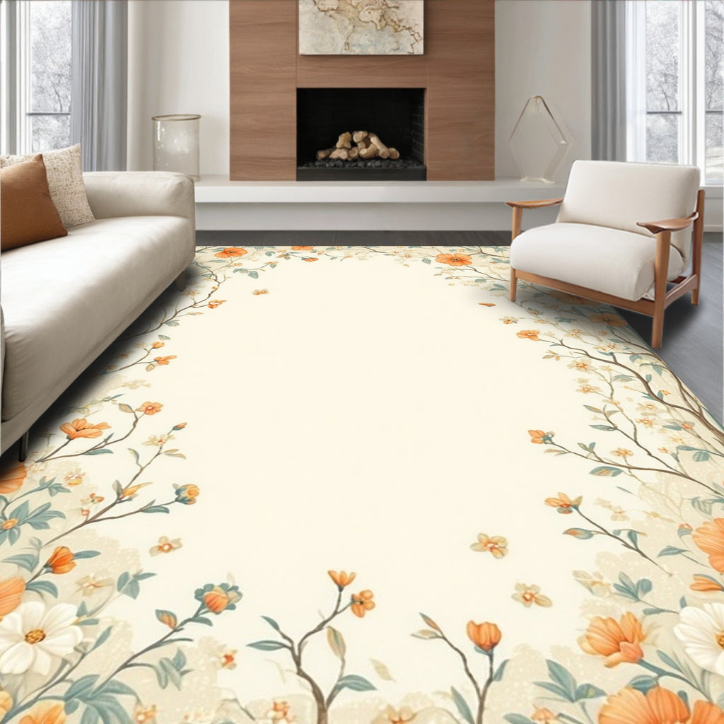 Orange Blossom Vine Pattern Rug