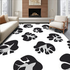 Abstract Black Petal Pattern Rug