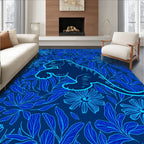 Wild Cat Floral Pattern Design Rug