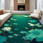 Dragonfly Lotus Pond Garden Design Rug