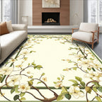 Elegant Cream Floral Vine Design Rug