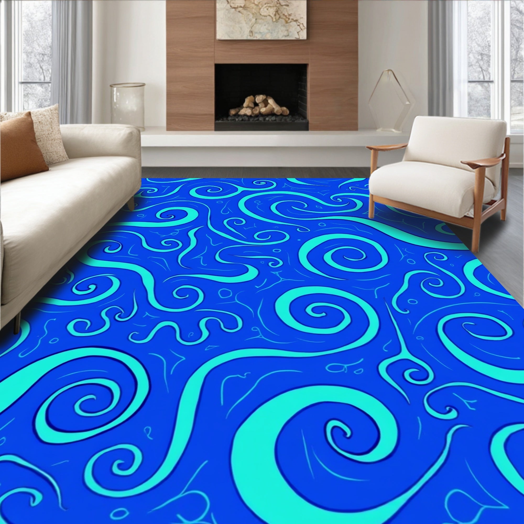 Vibrant Swirl Abstract Pattern Rug