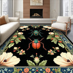 Insect And Floral Patterned Rug
