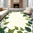 Green Leafy Vine Border Design Rug