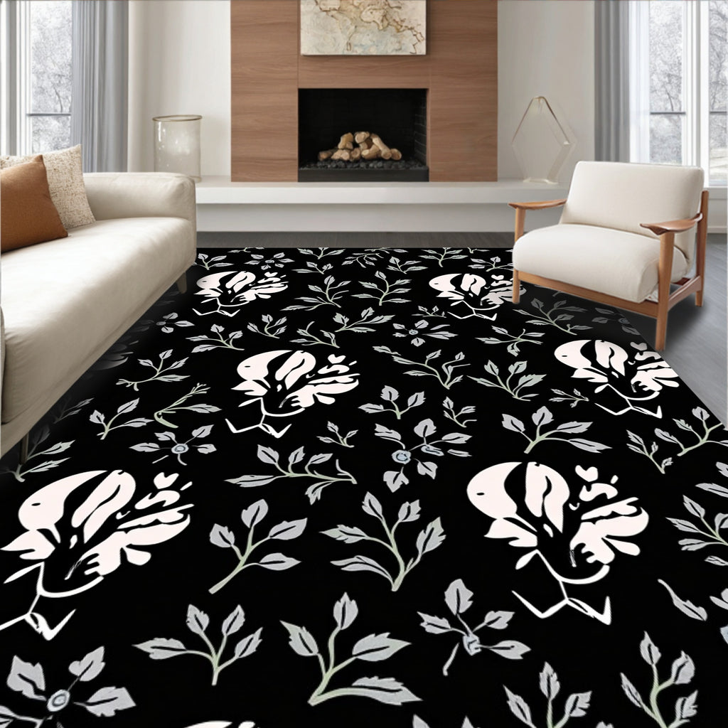 Ornate Floral Vine Pattern Rug
