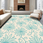 Teal Floral Vine Pattern Rug