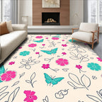 Whimsical Butterfly Flower Garden Print Rug