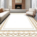 Elegant Gold Interlocking Square Frame Design Rug