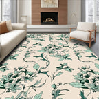 Elegant Teal Floral Vine Pattern Rug
