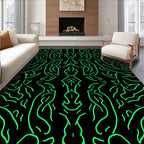 Symmetrical Neon Green Abstract Design Rug