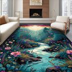 Enchanting Forest River Floral Sunburst Rug