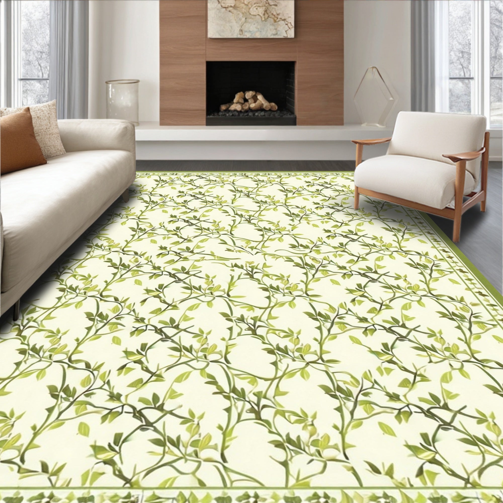 Verdant Vine Patterned Cover Design Rug