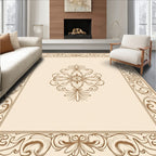Elegant Floral Scrollwork Beige Rug