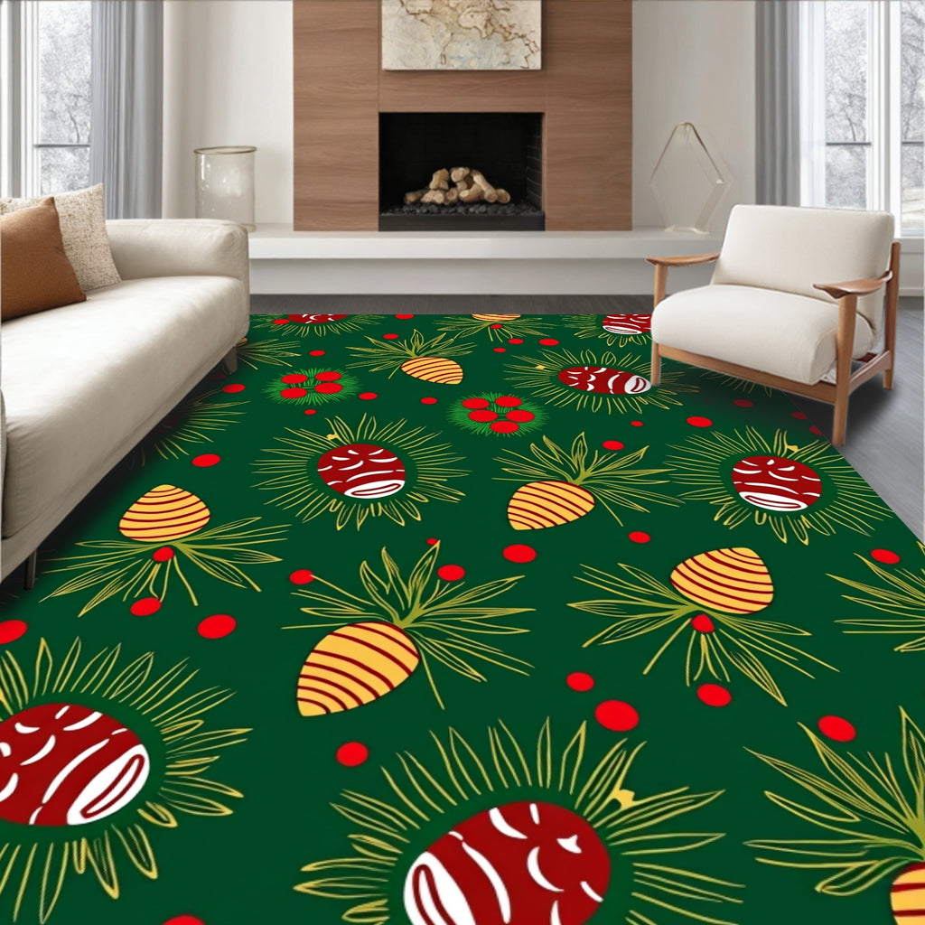 Christmas Pinecone Berry Garland Rug