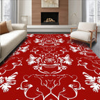 Classic Red Floral Swirl Pattern Rug