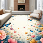 Whimsical Butterfly Floral Garden Rug