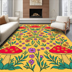Whimsical Mushroom Butterfly Garden Print Rug