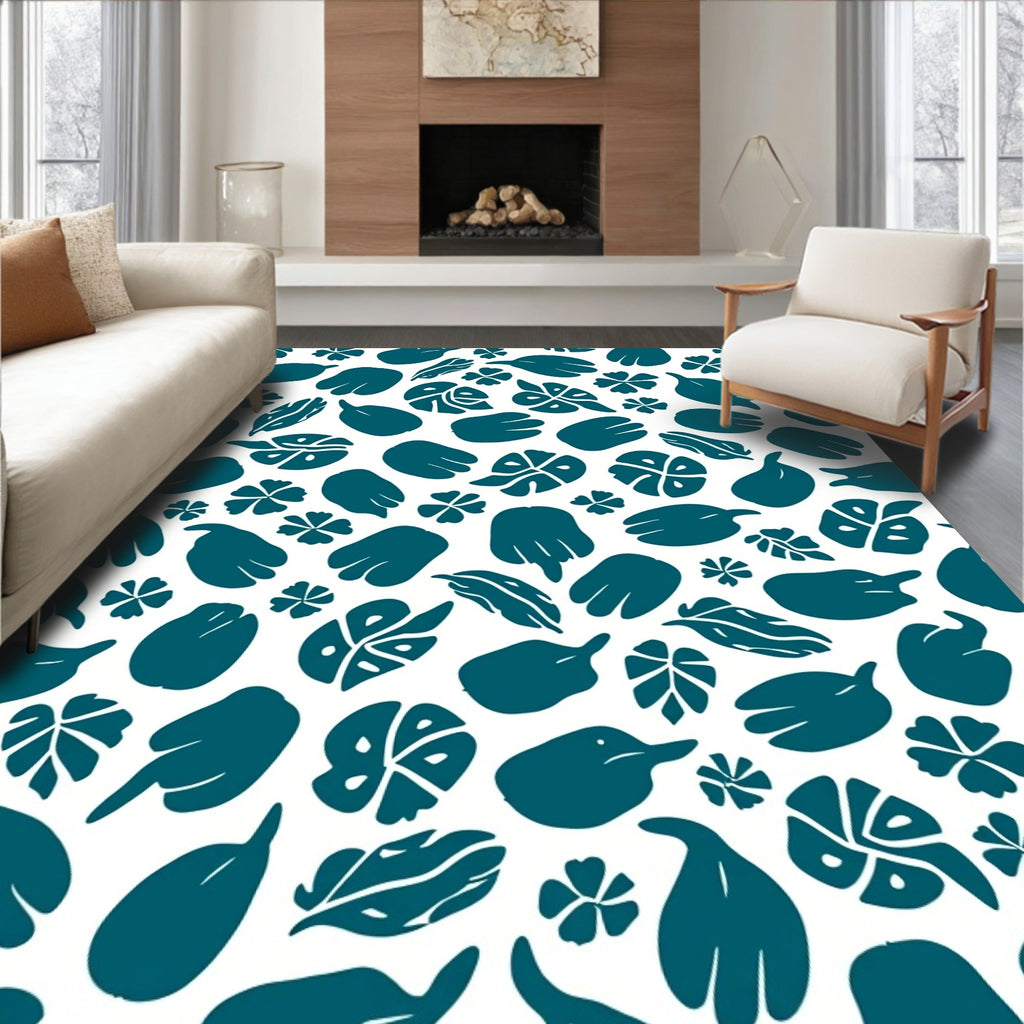 Teal Abstract Nature Pattern Rug