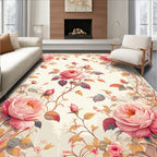 Vintage Pink Rose Garden Pattern Rug
