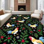 Festive Rooster Holly Berry Garland Rug