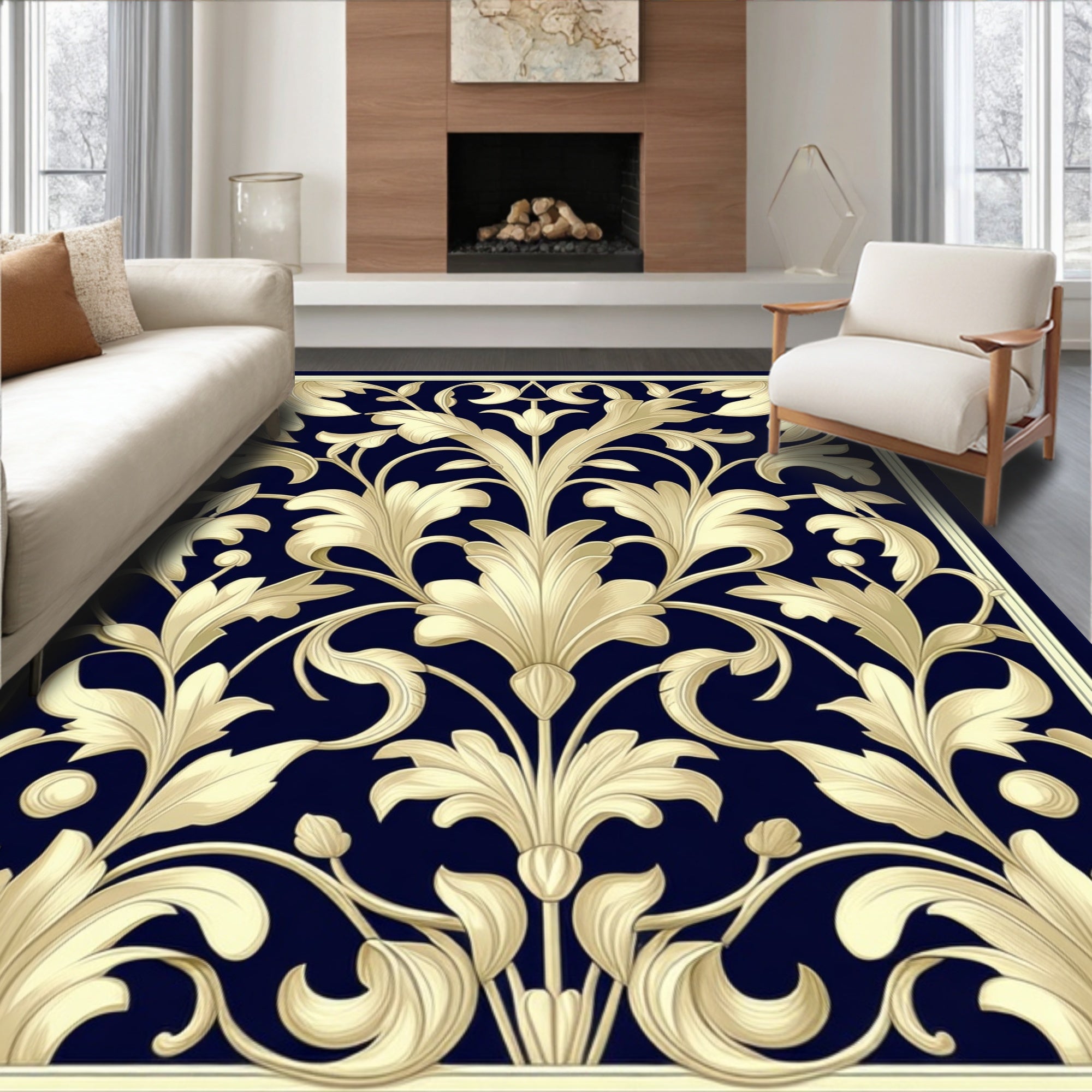 Grand Acanthus Leaf Scroll Design Rug