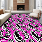 Bold Black White Floral Accents Rug