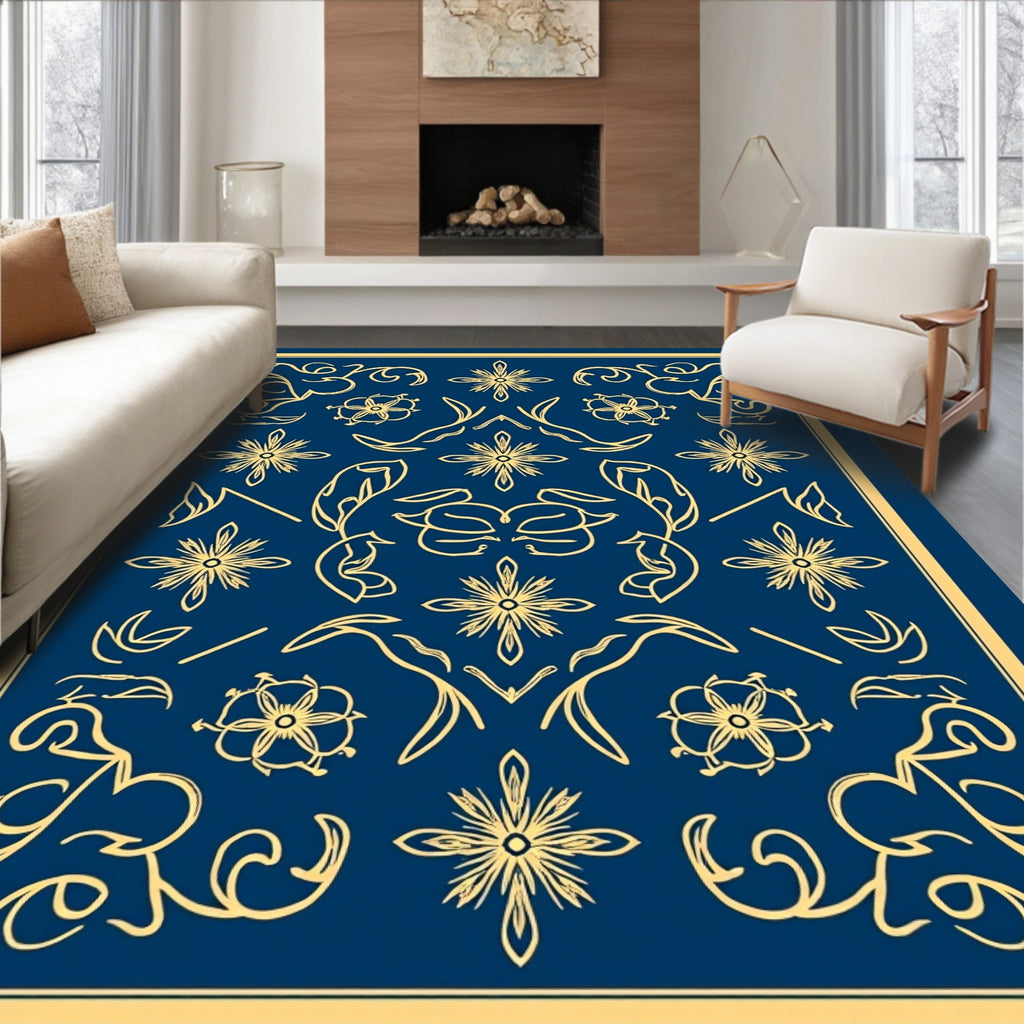 Ornate Floral Swirl Pattern Design Rug