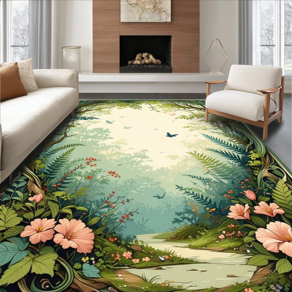 Enchanted Forest Path Scenic Rug
