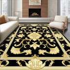 Elegant Black Gold Floral Manor Rug