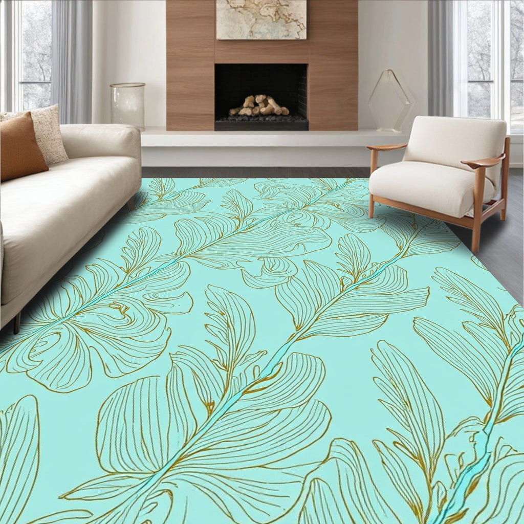 Leafy Branch Thin Line Aura Design Rug