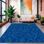 Abstract Botanical Teal Design Rug