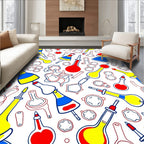 Vibrant Scientific Apparatus Doodle Pattern Rug