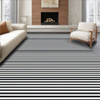 Black and White Horizontal Stripe Rug