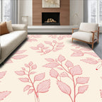 Minimalist Pink Botanical Leaf Pattern Rug