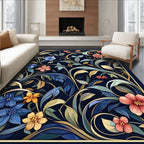 Dark Floral Tapestry Pattern Rug