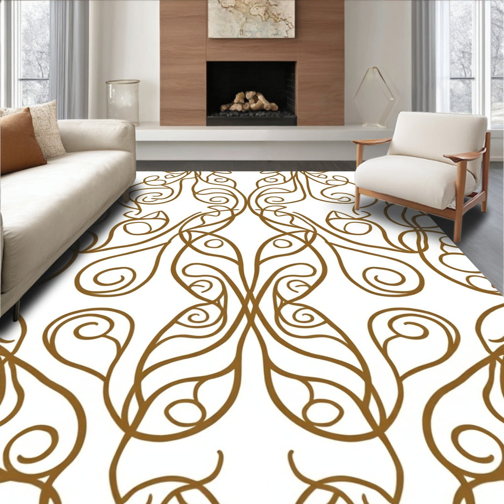 Art Nouveau Swirl Floral Pattern Rug