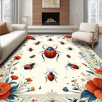 Whimsical Bug Floral Pattern Rug