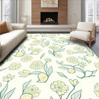 Delicate YellowFloral Botanical Design Rug