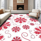 Red Snowflake Swirl Abstract Background Rug