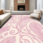 Pink Feather Swirl Art Nouveau Rug