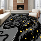 Bold Black Panther Yellow Spots Design Rug