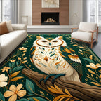 Whimsical Owl Floral Nature Design Rug