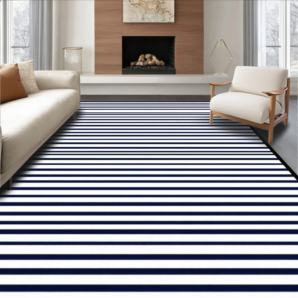 Classic Navy Stripe Pattern Rug