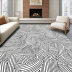 Abstract Black White Organic Geometric Rug