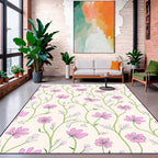 Delicate Pink Floral Vine Pattern Rug