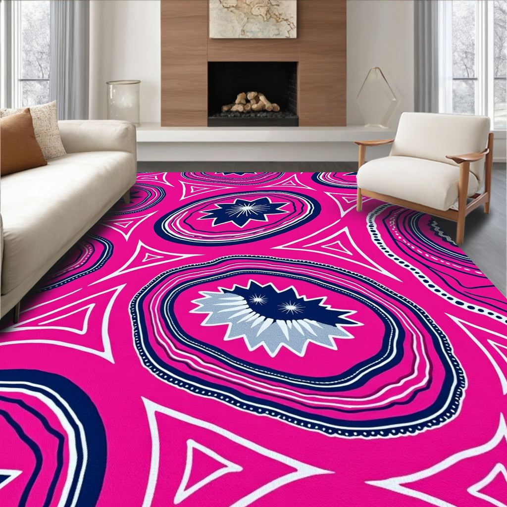 Vibrant Pink Geode Starburst Rug