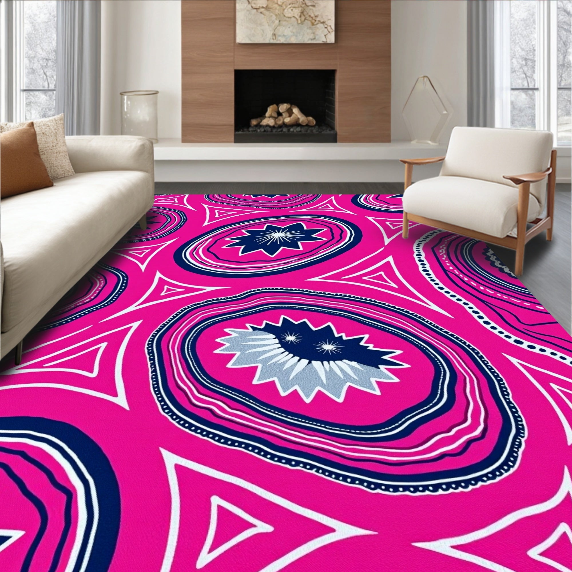 Vibrant Pink Geode Starburst Rug