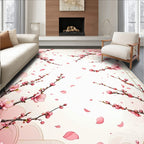 Pink Blossom Branches With Falling Petals Design Rug