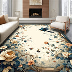 Elegant Floral Bird Garden Design Rug