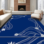 Elegant Floral Swirls Navy Rug